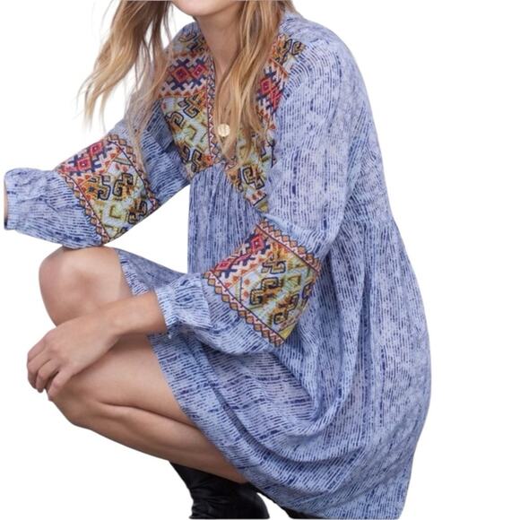 Anthropologie Bhanuni by Jyoti Linne Embroidered Blue Dress size medium - Picture 3 of 10